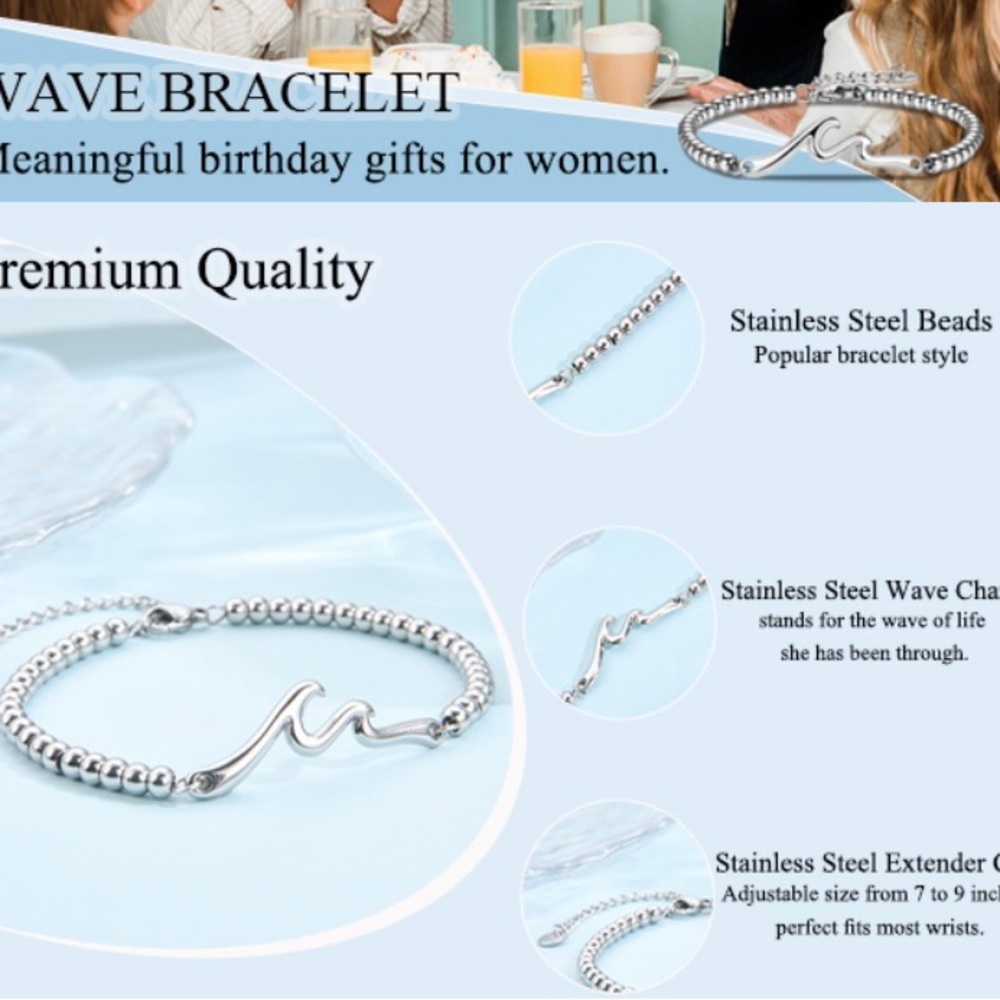 Wave Bracelet “50th” Birthday - Picture 6 of 6